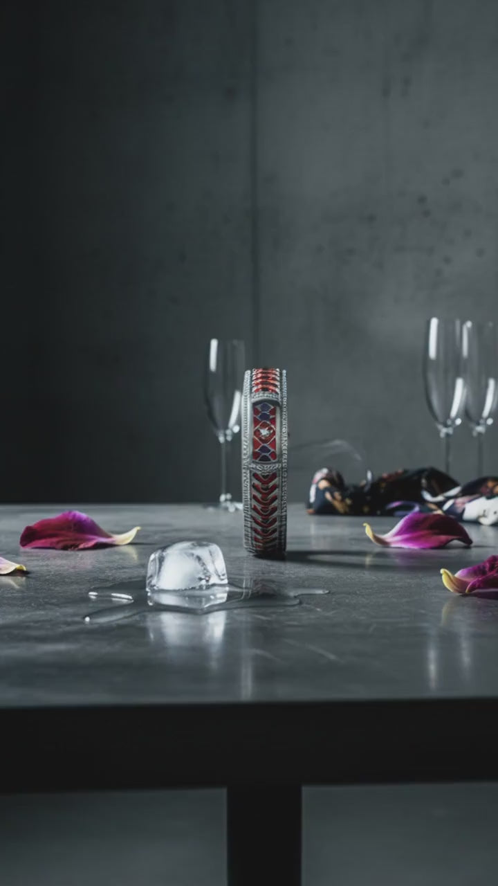 18K White Gold Mauboussin Sultan of Brunei Diamond, Coral & Amethyst Dial Watch