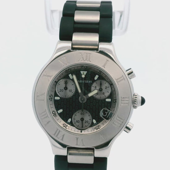 Cartier 21 Chronoscaph Stainless Steel & Rubber Watch