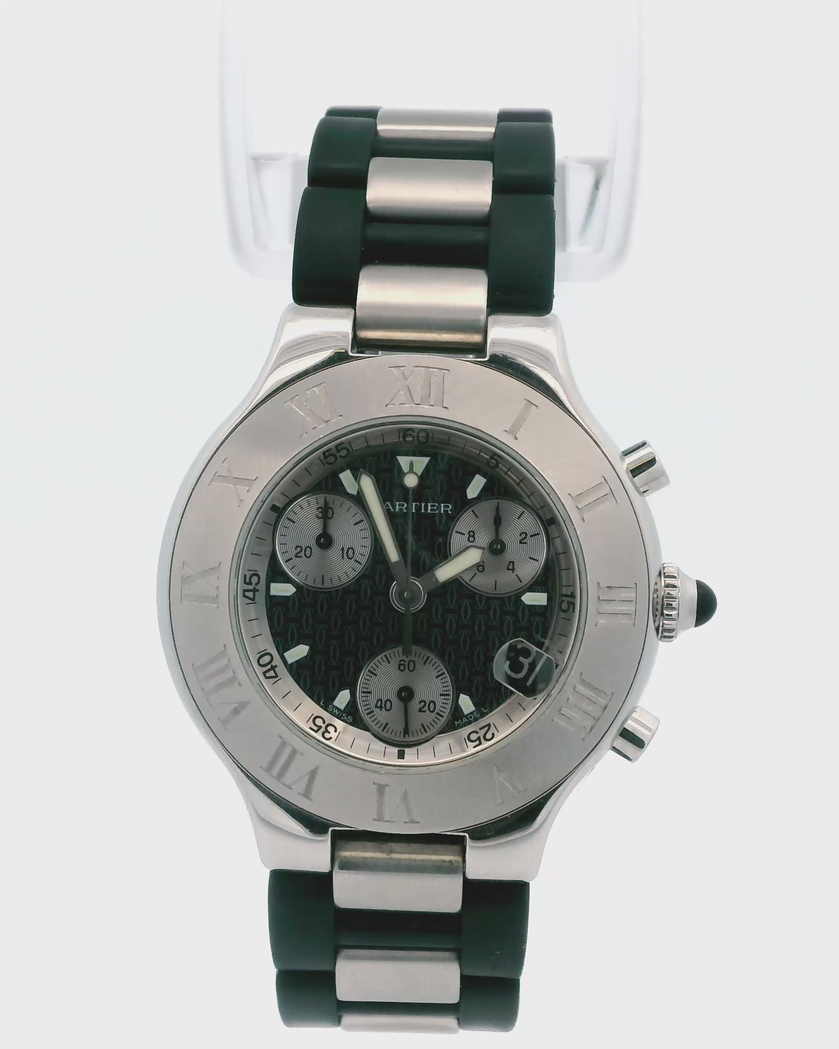 Cartier 21 Chronoscaph Stainless Steel & Rubber Watch