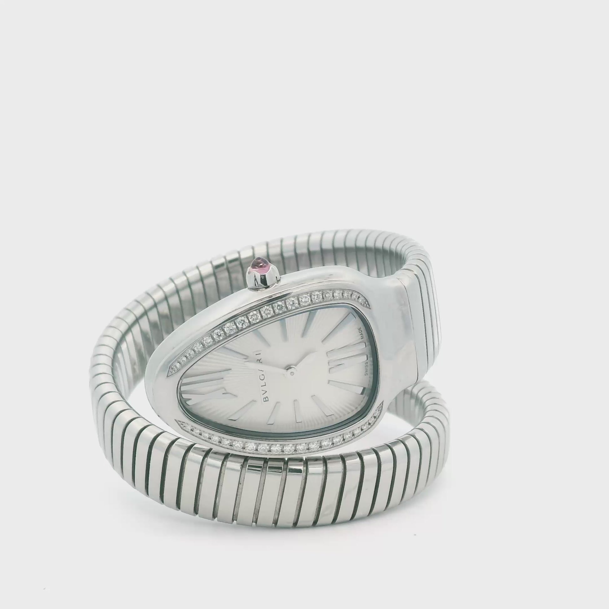Bvlgari Serpenti SP35S Stainless Steel Diamond Bezel Ladies Watch