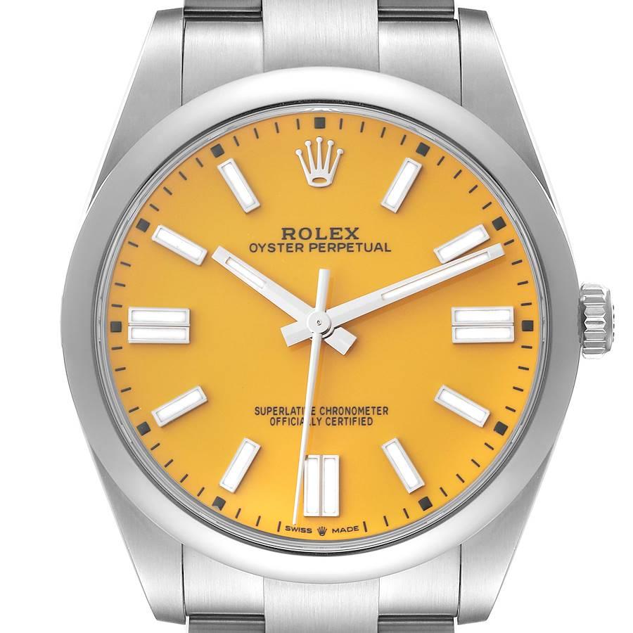 Rolex OP 124300 Yellow Dial Mens Watch Box & Card-2021
