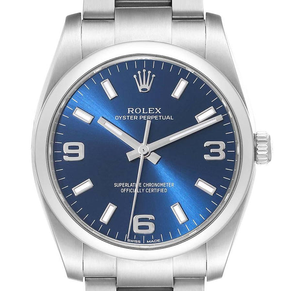 Rolex OP 114200 Blue Dial Smooth Bezel Steel Watch