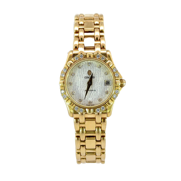 Concord Saratoga 18k Yellow Gold Diamond Dial Watch
